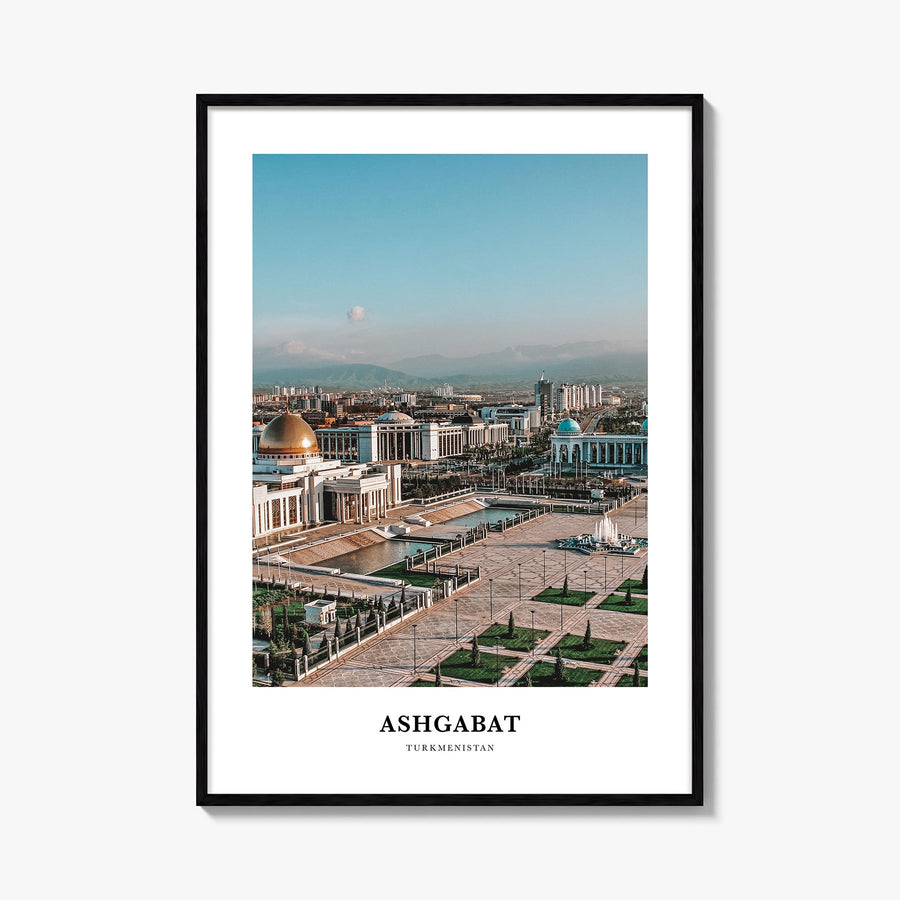 Ashgabat colorful classic poster of Turkmenistan – vertical wall art, unframed print shown in interior mockup