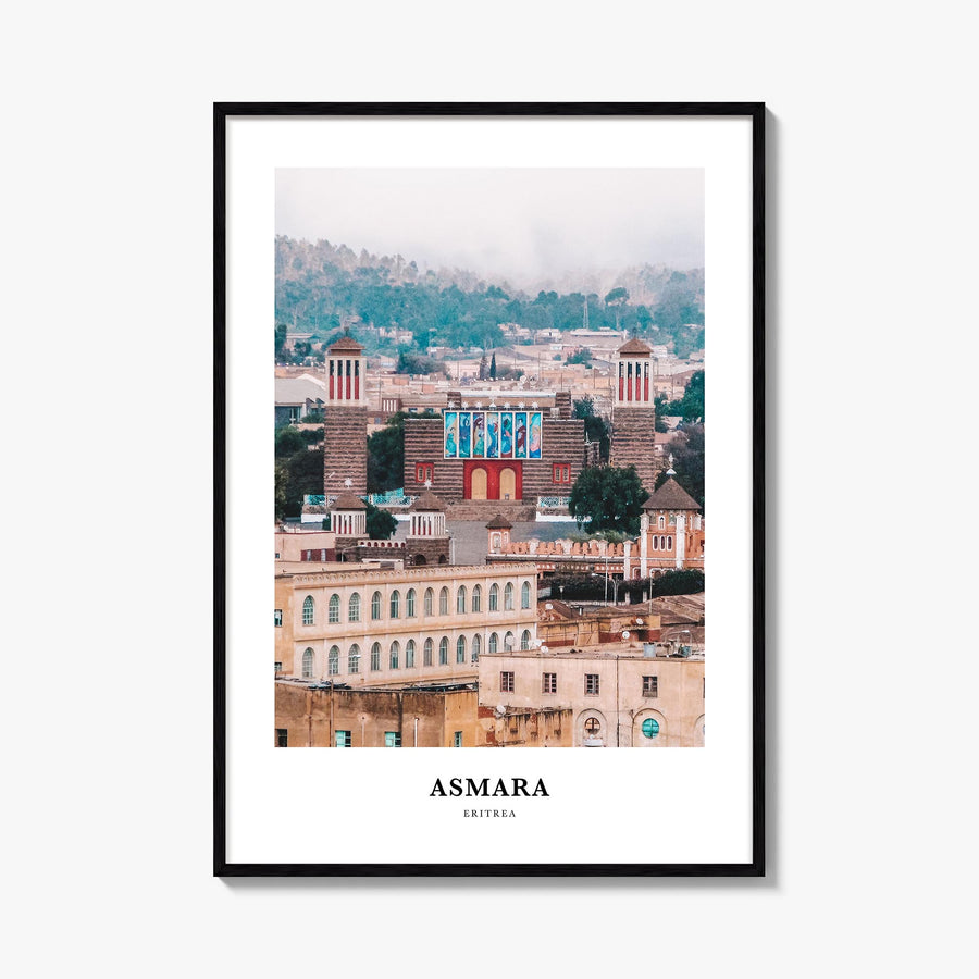Asmara no. 2 colorful classic poster of Eritrea – vertical wall art, unframed print shown in interior mockup