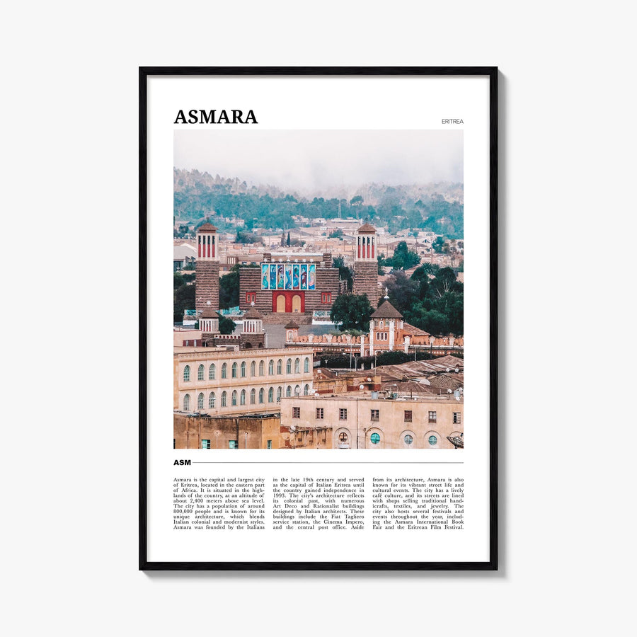Asmara no. 2 colorful travel poster of Eritrea – vertical wall art, unframed print shown in interior mockup