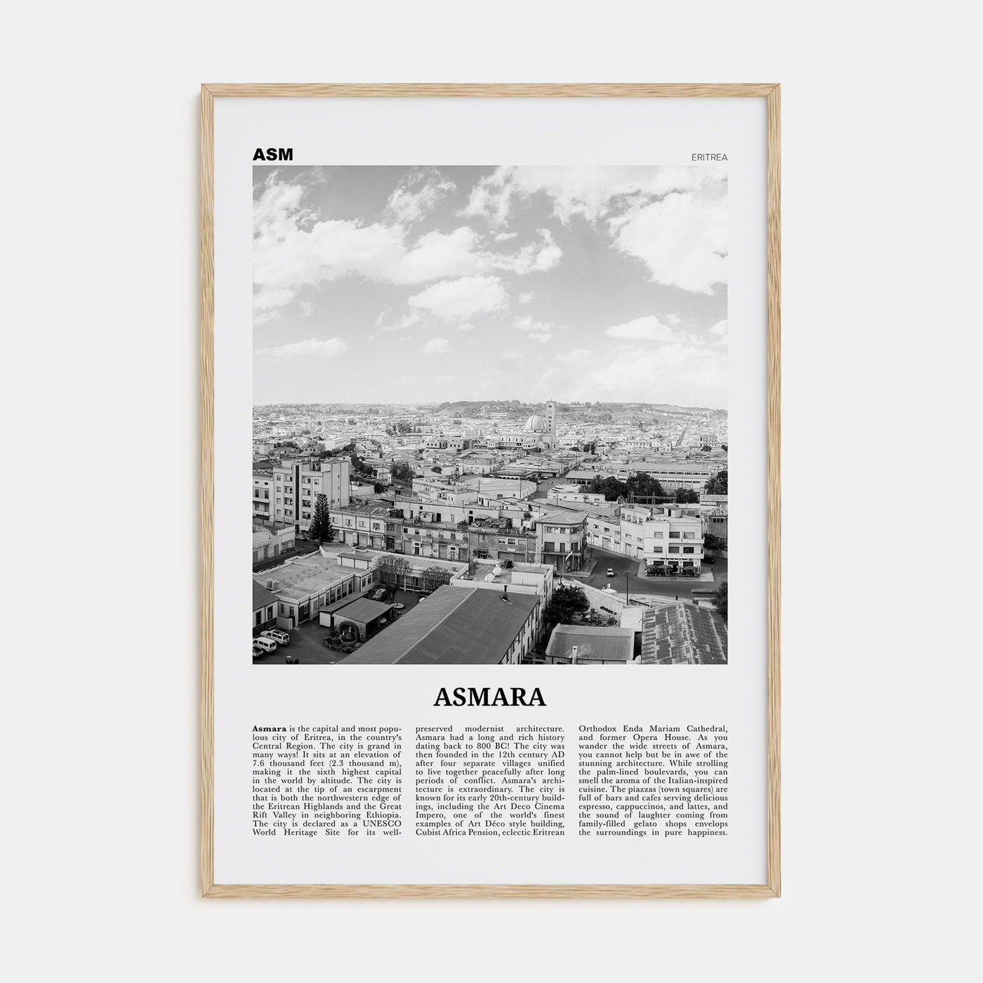 Asmara Poster Natural Wood / 8x12 in Nbourhood Travel B&W Poster