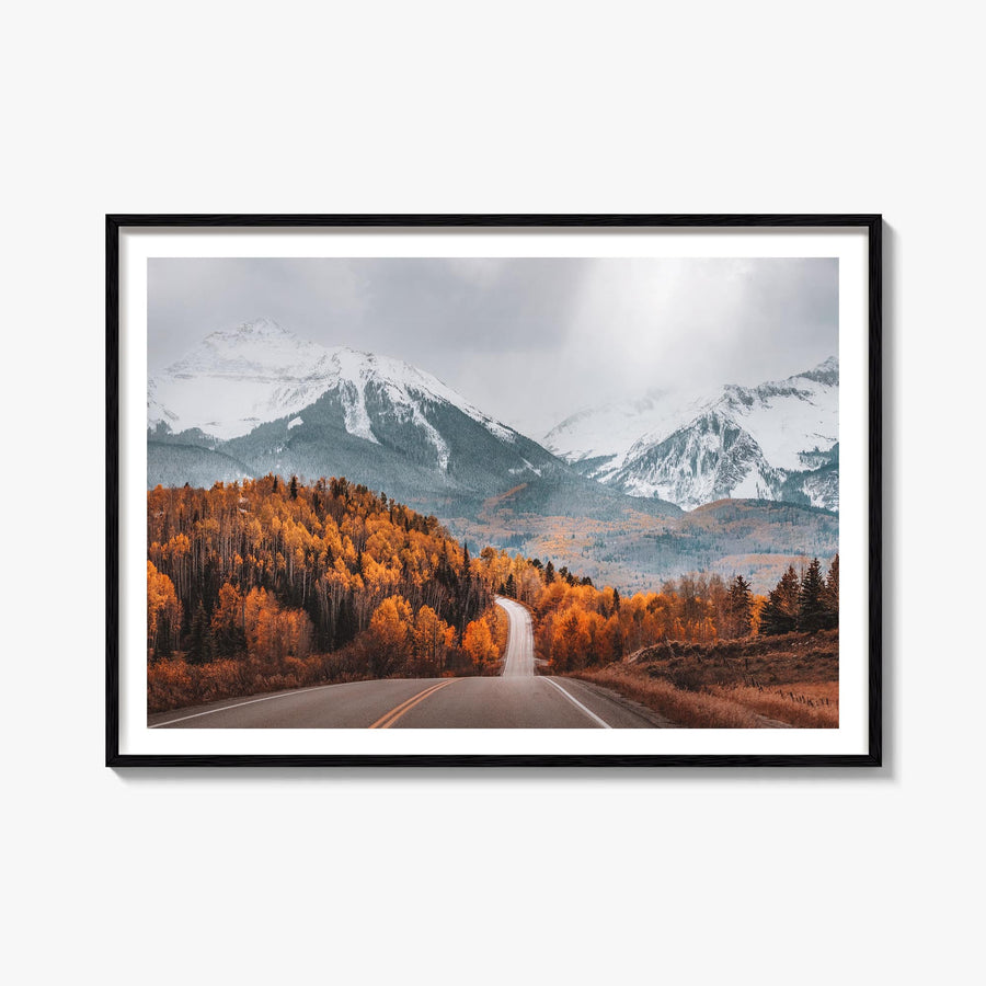Aspen colorful photo poster of Colorado, USA – horizontal wall art, unframed print shown in interior mockup