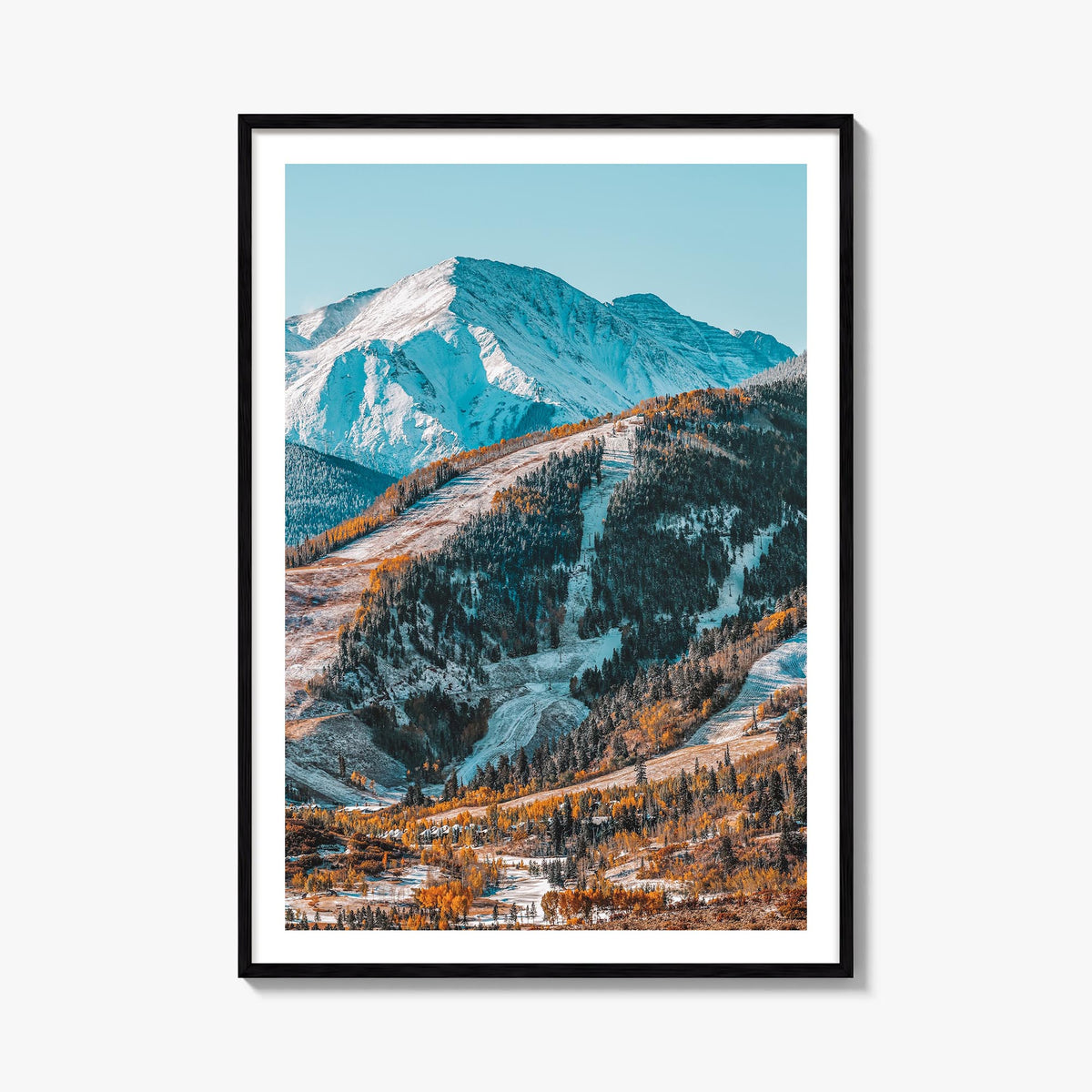 Aspen no. 1 colorful photo poster of Colorado, USA – vertical wall art, unframed print shown in interior mockup