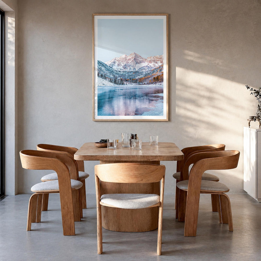 Aspen no. 3 colorful photo poster of Colorado, USA – vertical wall art in natural wood frame with white border, hanging on wa