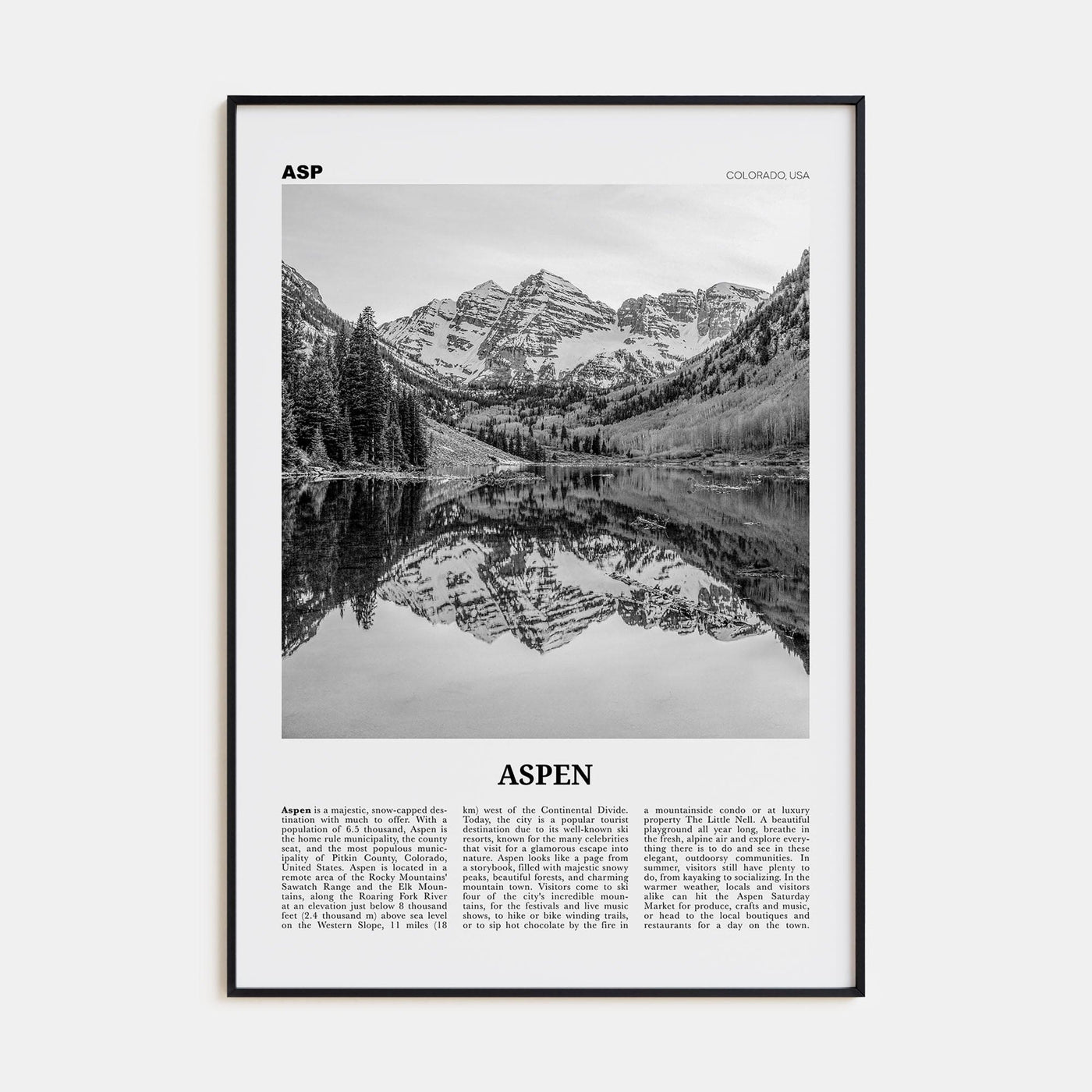 Aspen Poster None / 8x12 in Nbourhood Travel B&W Poster