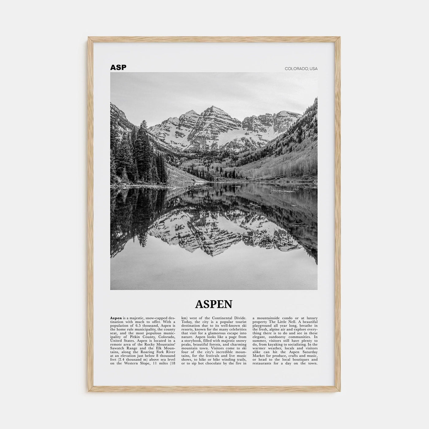 Aspen Poster Natural Wood / 8x12 in Nbourhood Travel B&W Poster