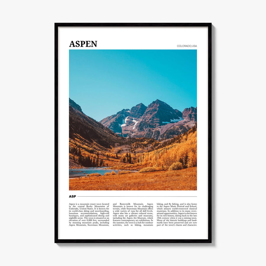 Aspen Travel Poster, framed poster mockup