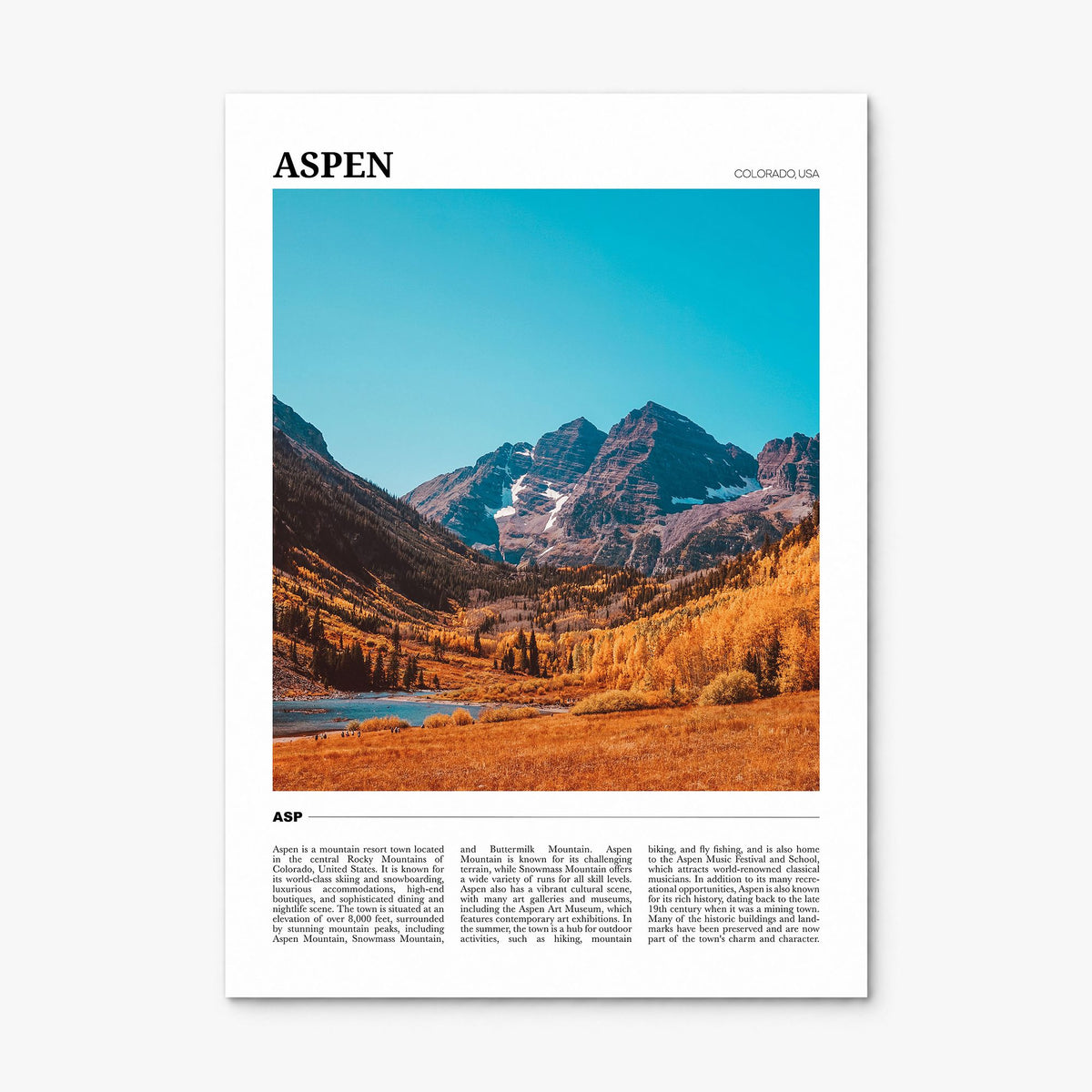 Aspen Travel Poster, print only (unframed)