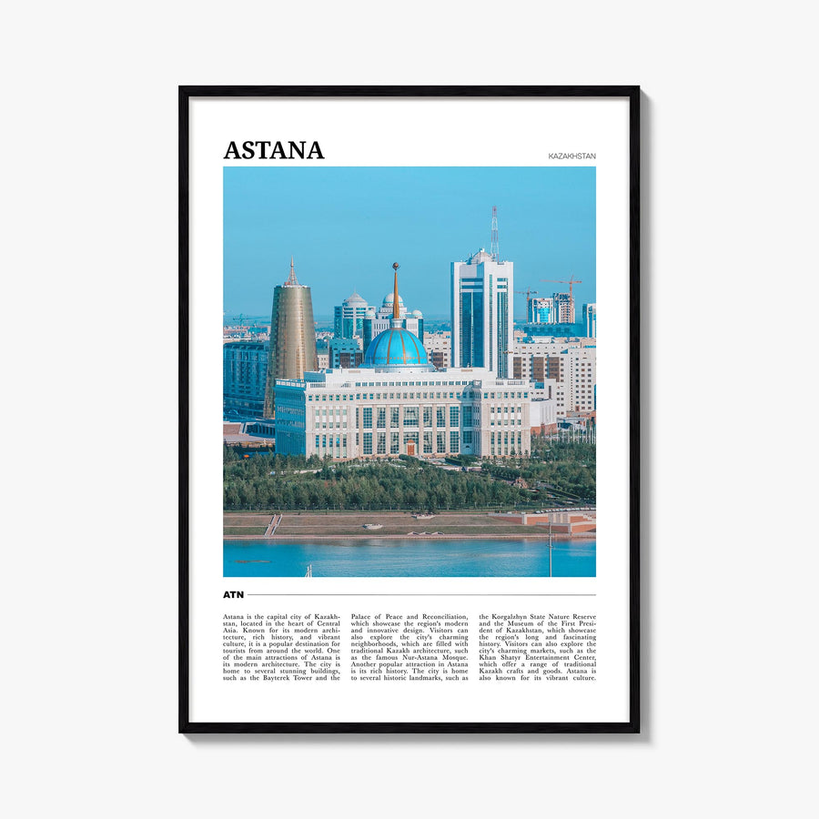 Astana colorful travel poster of Kazakhstan – vertical wall art, unframed print shown in interior mockup