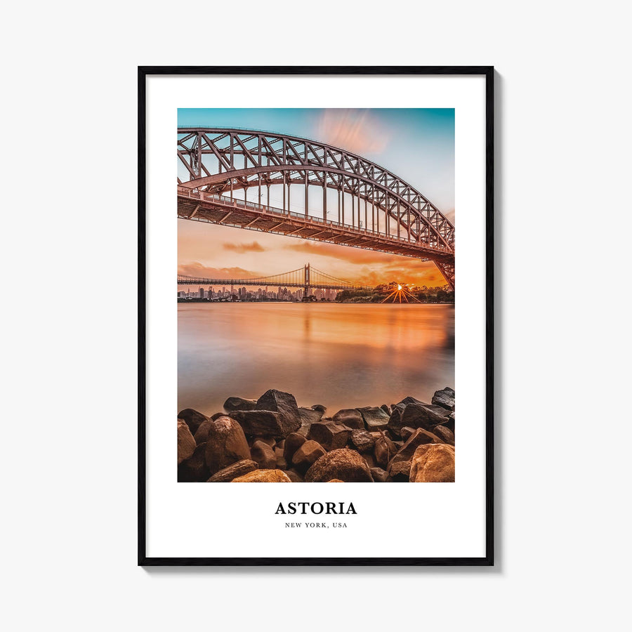 Astoria, New York colorful classic poster of New York, USA – vertical wall art, unframed print shown in interior mockup