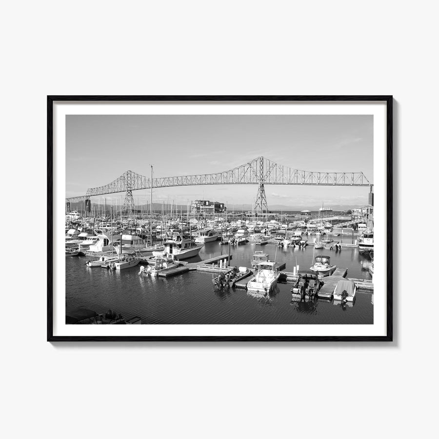 Astoria, Oregon black & white photo poster of Oregon, USA – horizontal wall art, unframed print shown in interior mockup