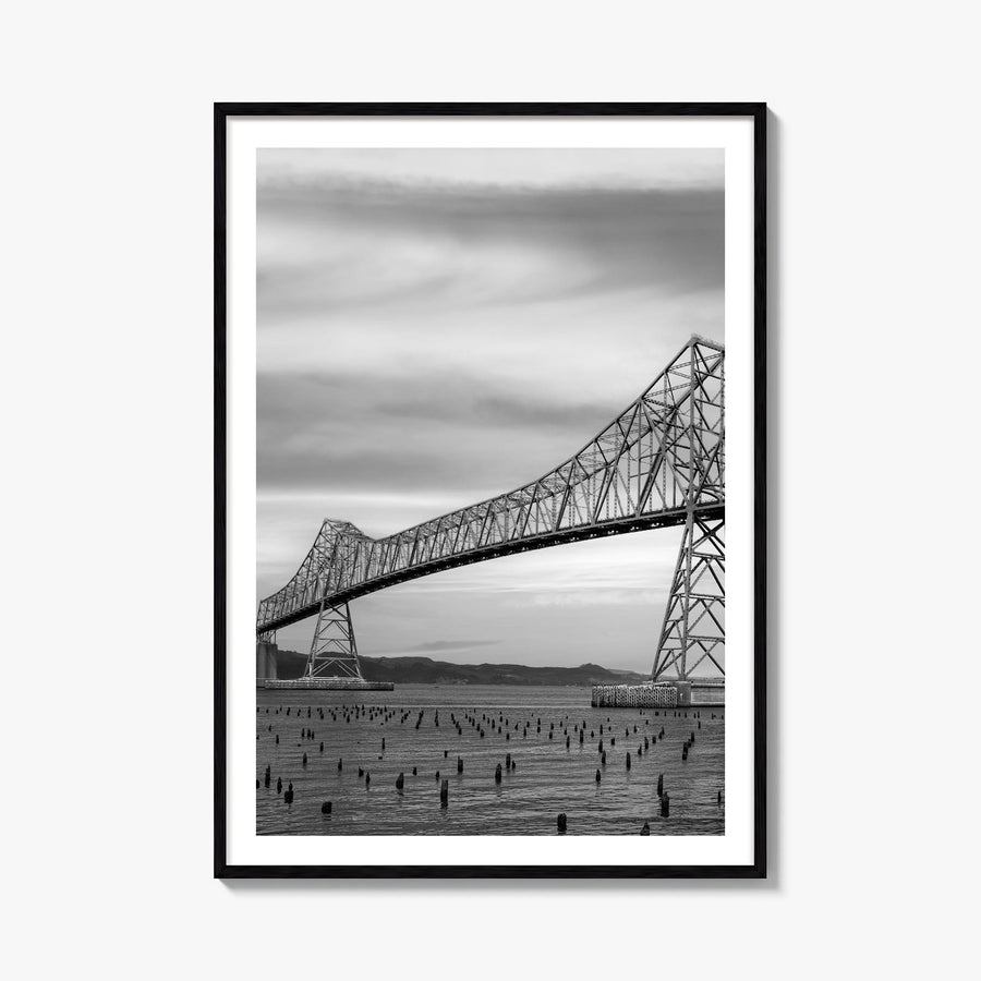 Astoria, Oregon no. 1 black & white photo poster of Oregon, USA – vertical wall art, unframed print shown in interior mockup