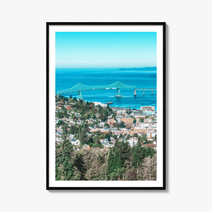 Astoria, Oregon no. 1 colorful photo poster of Oregon, USA – vertical wall art, unframed print shown in interior mockup