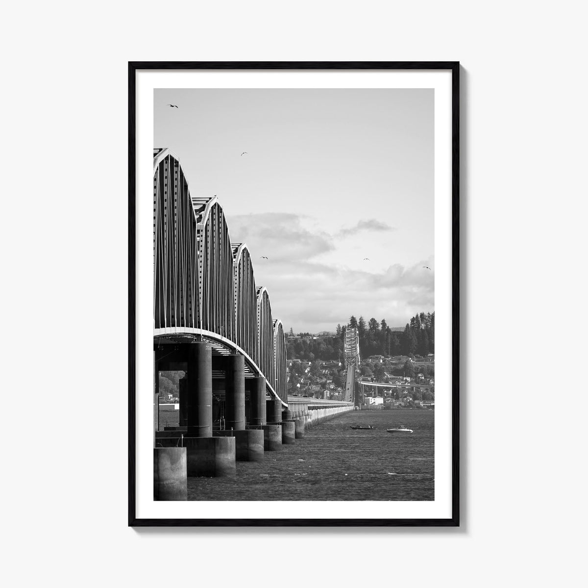 Astoria, Oregon no. 2 black & white photo poster of Oregon, USA – vertical wall art, unframed print shown in interior mockup