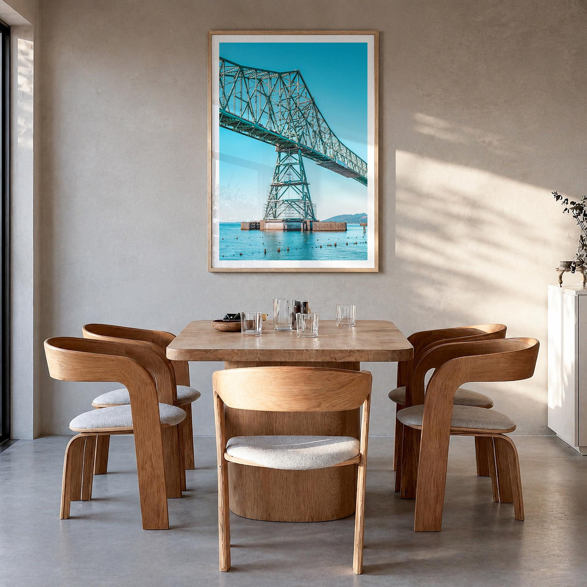 Astoria, Oregon no. 2 colorful photo poster of Oregon, USA – vertical wall art in natural wood frame with white border, hangi
