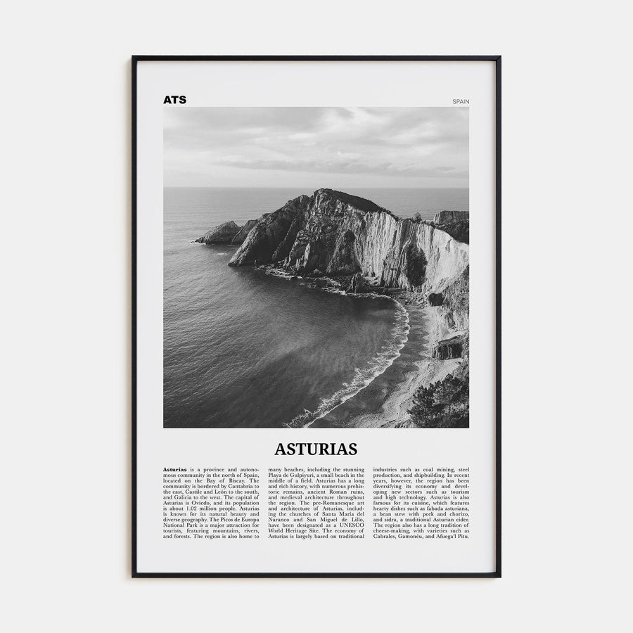 Asturias Poster None / 8x12 in Nbourhood Travel B&W Poster