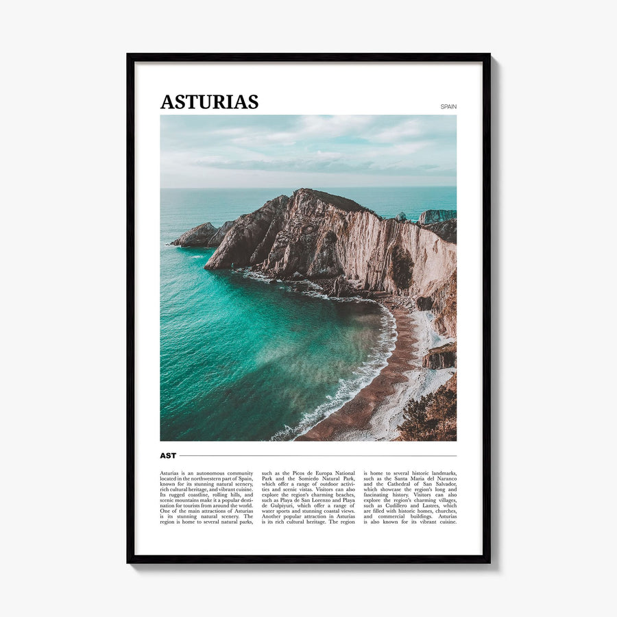 Asturias Travel Poster, framed poster mockup