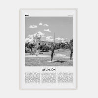 Asunción Poster White Wood / 8x12 in Nbourhood Travel B&W Poster