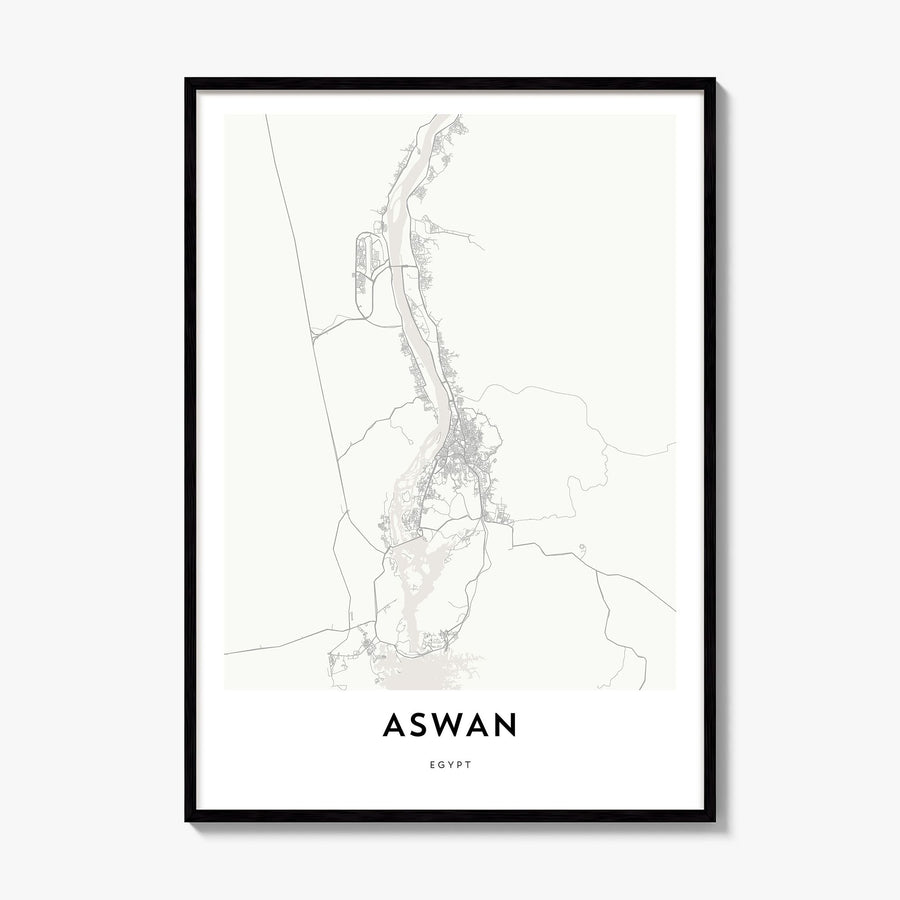 Aswan Map Poster, framed poster mockup