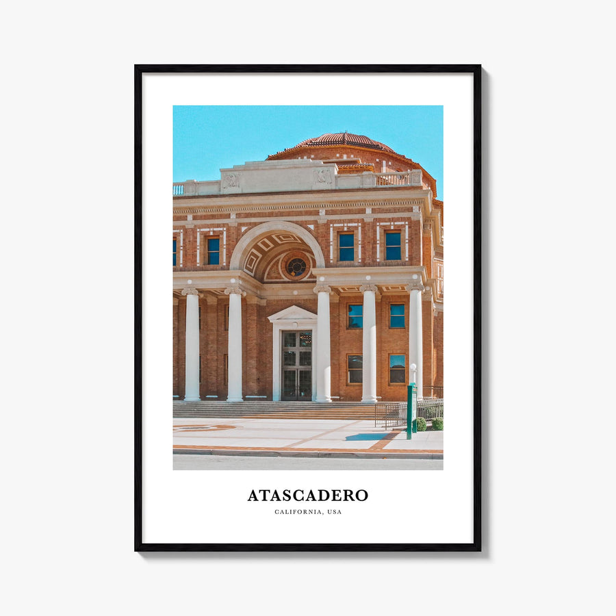 Atascadero colorful classic poster of California, USA – vertical wall art, unframed print shown in interior mockup