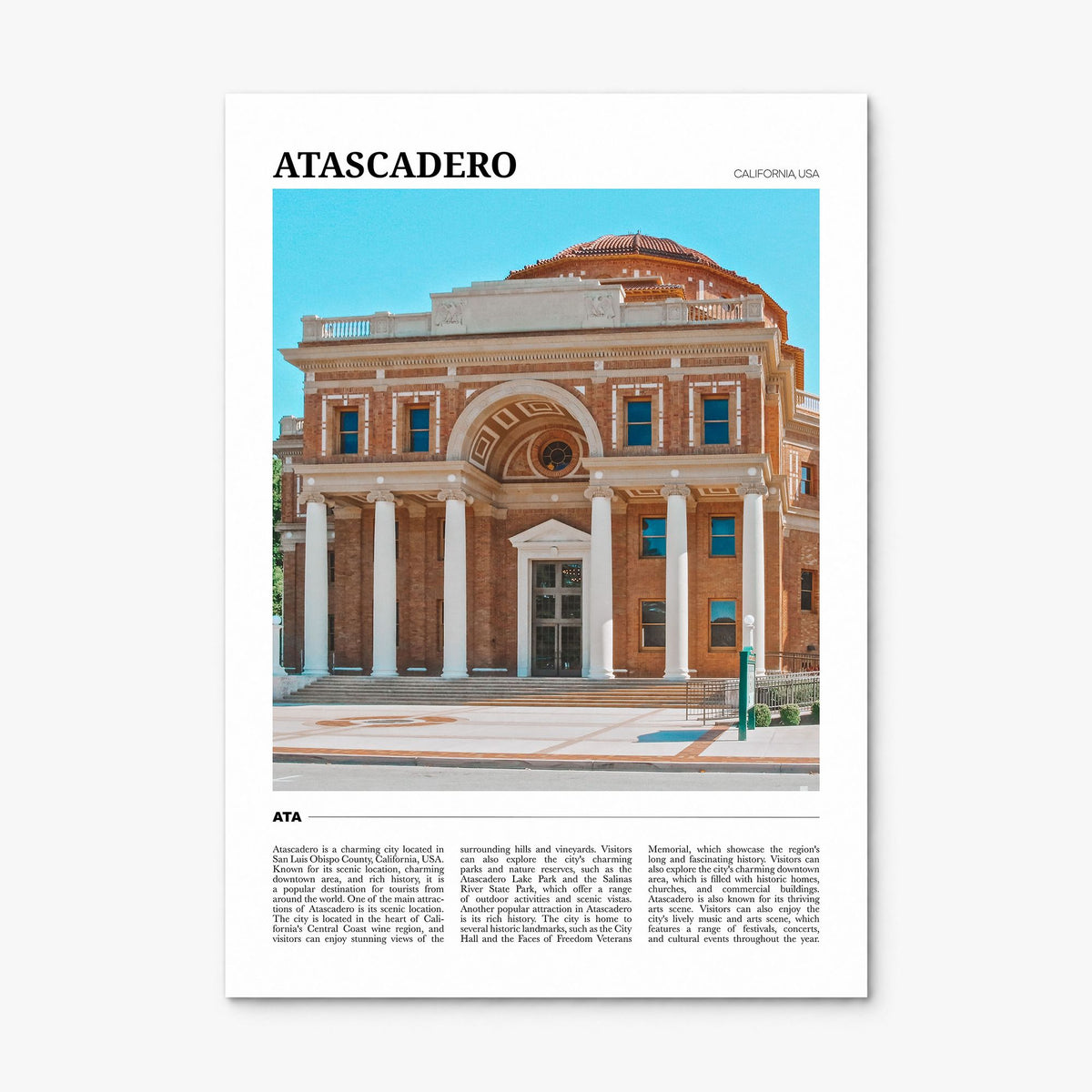 Atascadero Travel Poster, print only (unframed)