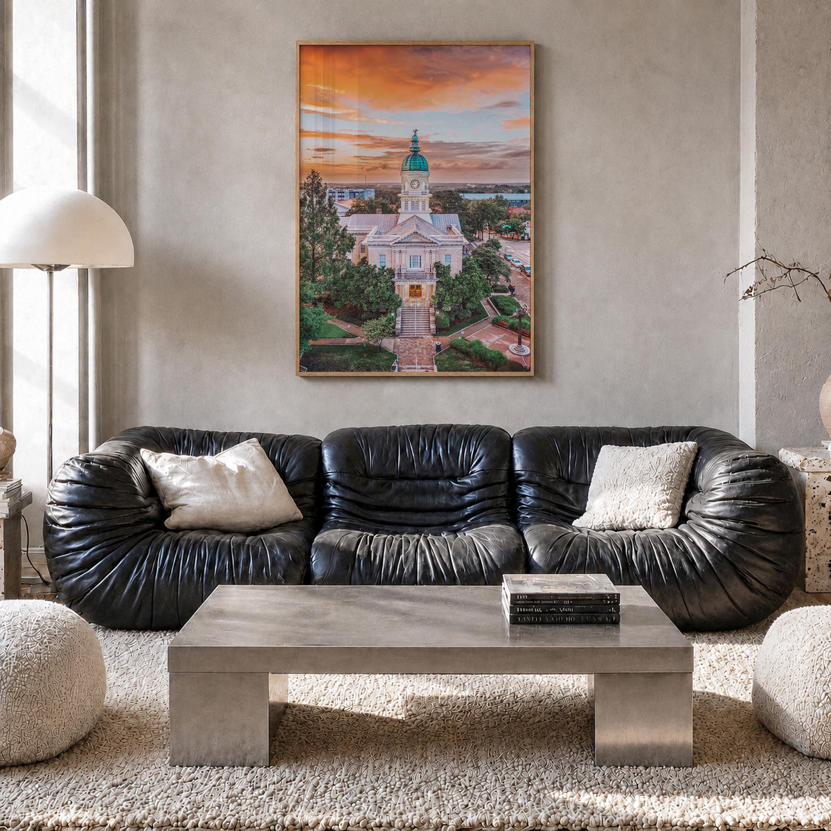 Athens, Georgia colorful photo poster of Georgia, USA – vertical wall art in natural wood frame, hanging on wall