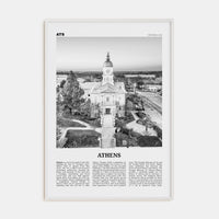 Athens, Georgia Poster White Wood / 8x12 in Nbourhood Travel B&W Poster