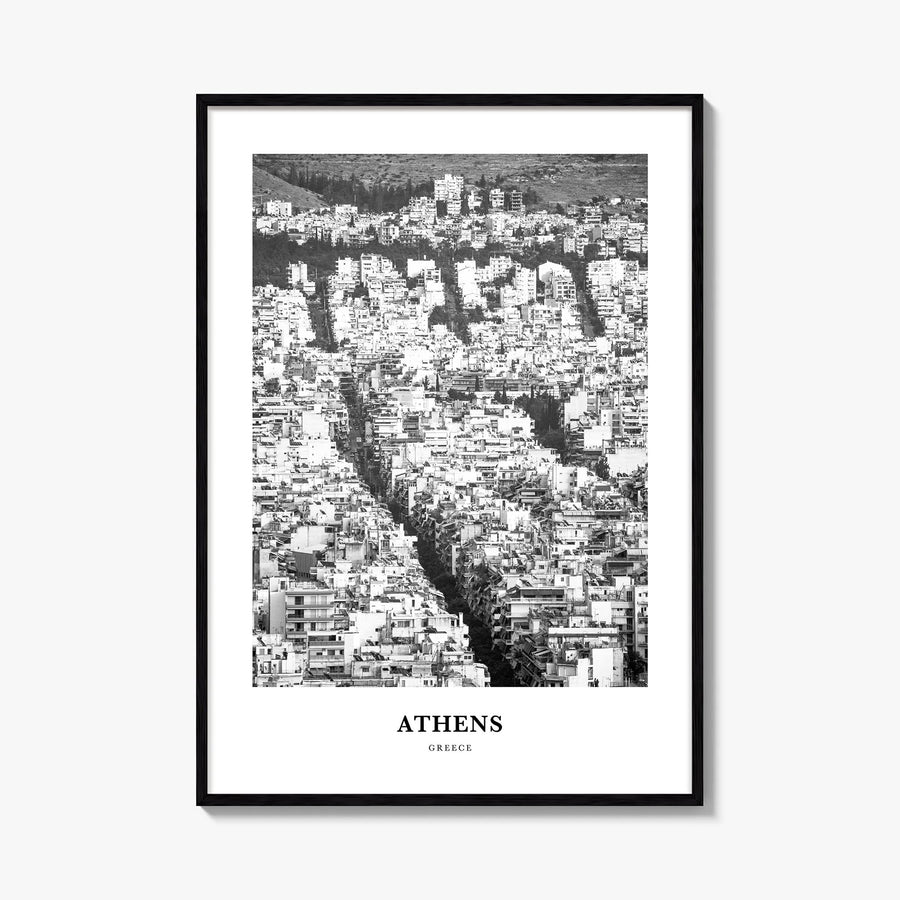 Athens, Greece no. 1 black & white classic poster of Greece – vertical wall art, unframed print shown in interior mockup