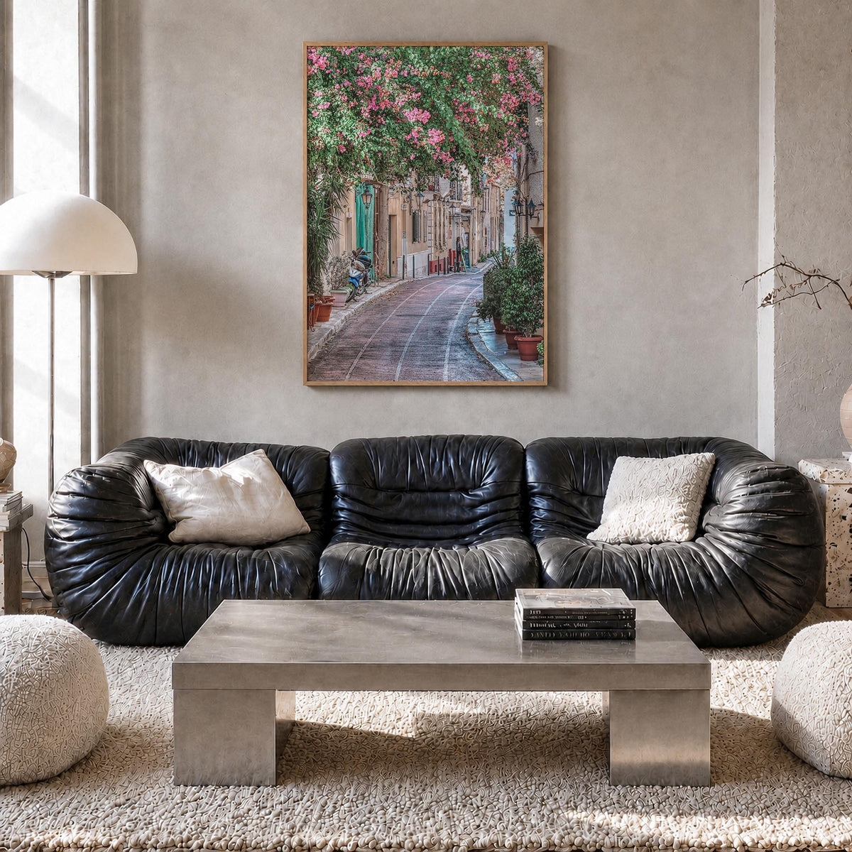 Athens, Greece no. 2 colorful photo poster of Greece – vertical wall art in natural wood frame, hanging on wall