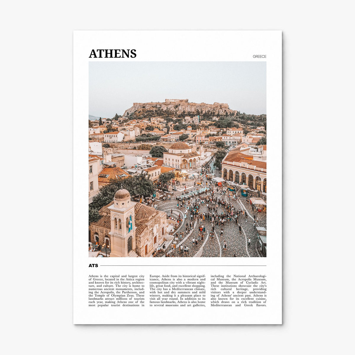 Athens, Greece Travel Poster, print only (unframed)