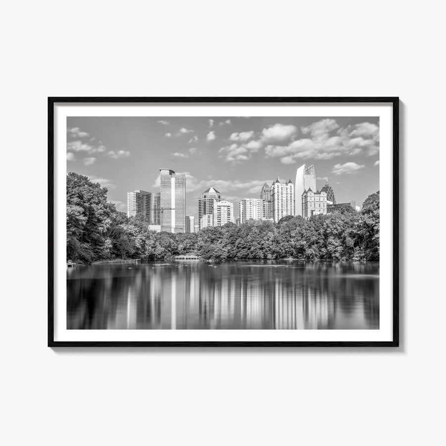 Atlanta black & white photo poster of Georgia, USA – horizontal wall art, unframed print shown in interior mockup