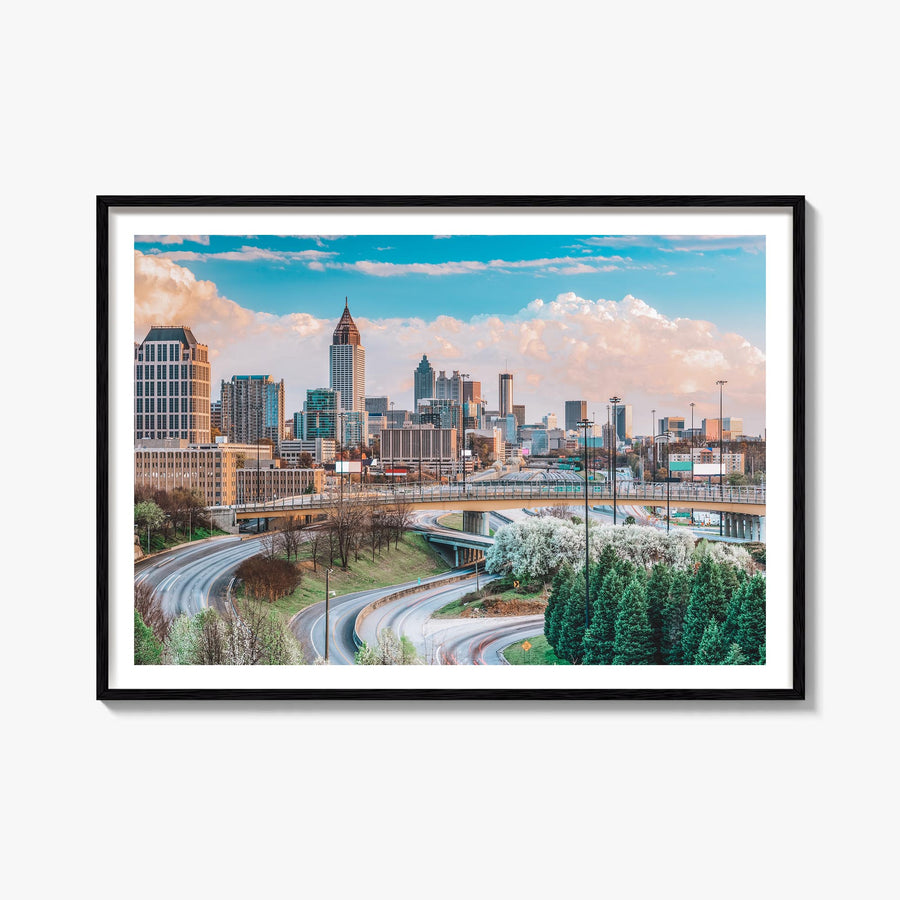 Atlanta colorful photo poster of Georgia, USA – horizontal wall art, unframed print shown in interior mockup