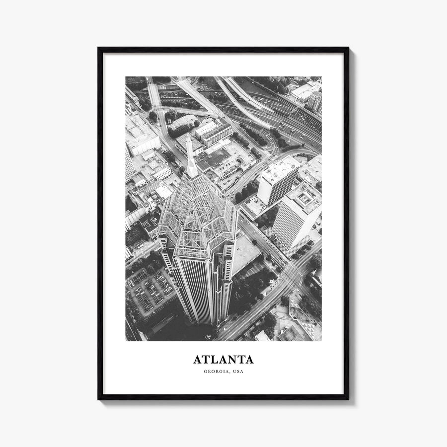 Atlanta no. 1 black & white classic poster of Georgia, USA – vertical wall art, unframed print shown in interior mockup