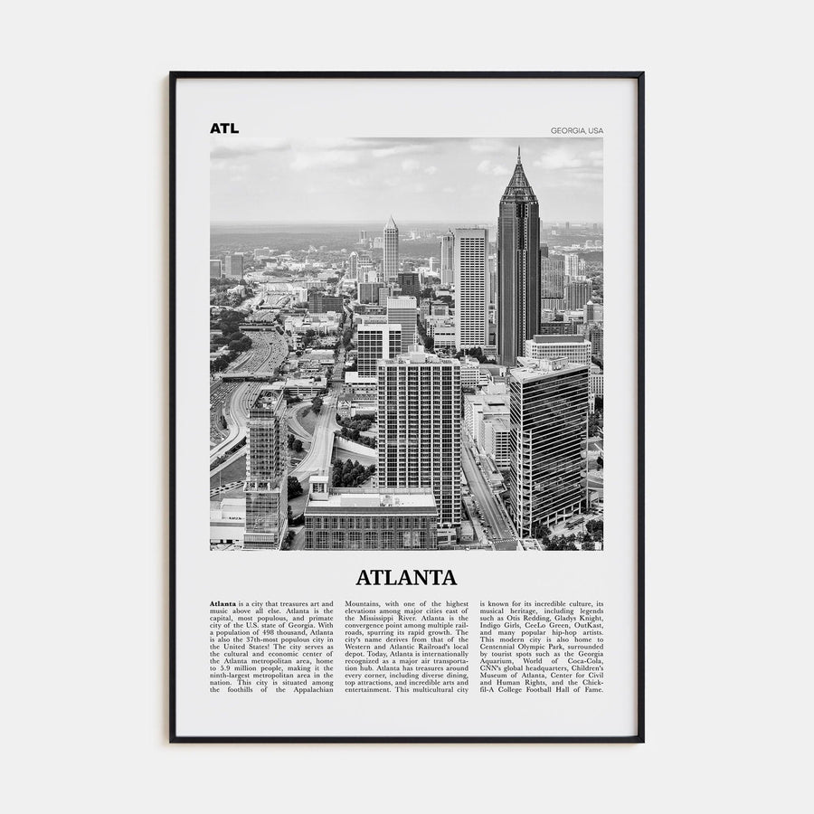 Atlanta No 1 Poster None / 8x12 in Nbourhood Travel B&W Poster