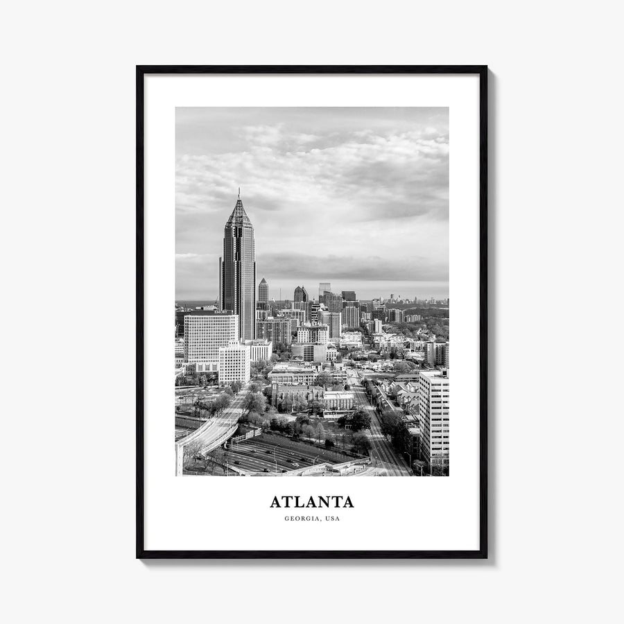 Atlanta no. 2 black & white classic poster of Georgia, USA – vertical wall art, unframed print shown in interior mockup