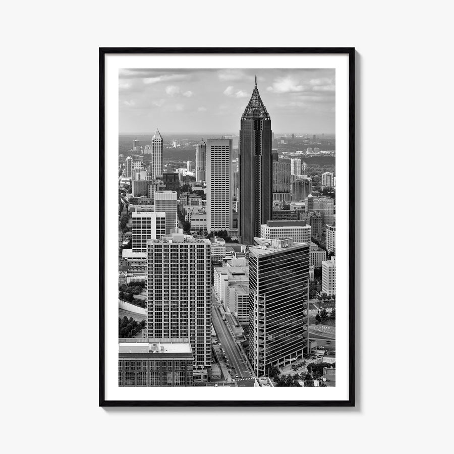 Atlanta no. 2 black & white photo poster of Georgia, USA – vertical wall art, unframed print shown in interior mockup