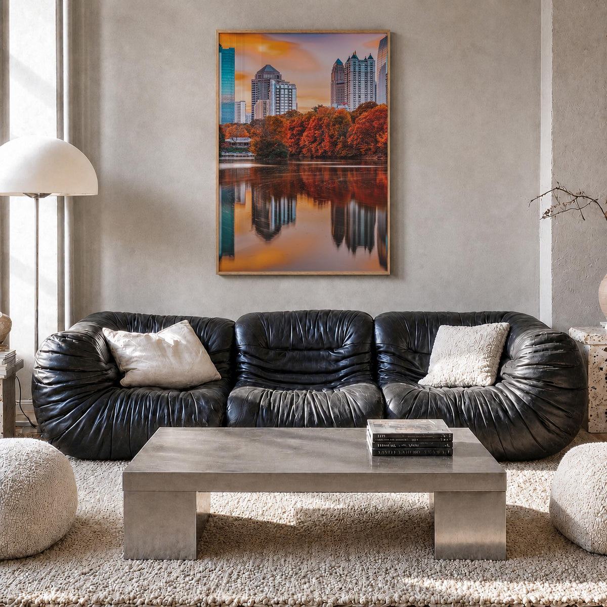 Atlanta no. 2 colorful photo poster of Georgia, USA – vertical wall art in natural wood frame, hanging on wall