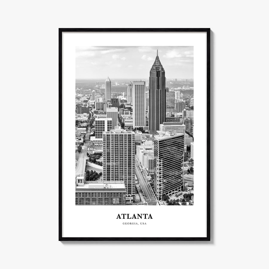 Atlanta no. 3 black & white classic poster of Georgia, USA – vertical wall art, unframed print shown in interior mockup