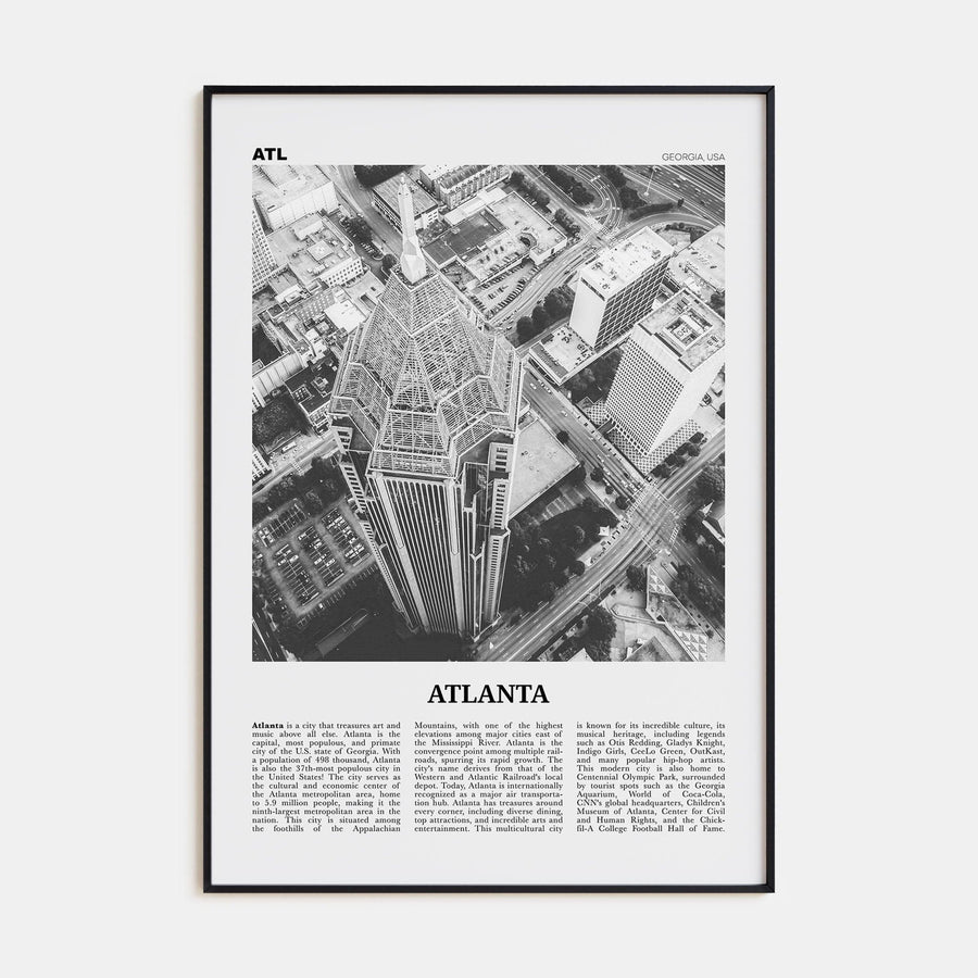 Atlanta No 3 Poster None / 8x12 in Nbourhood Travel B&W Poster