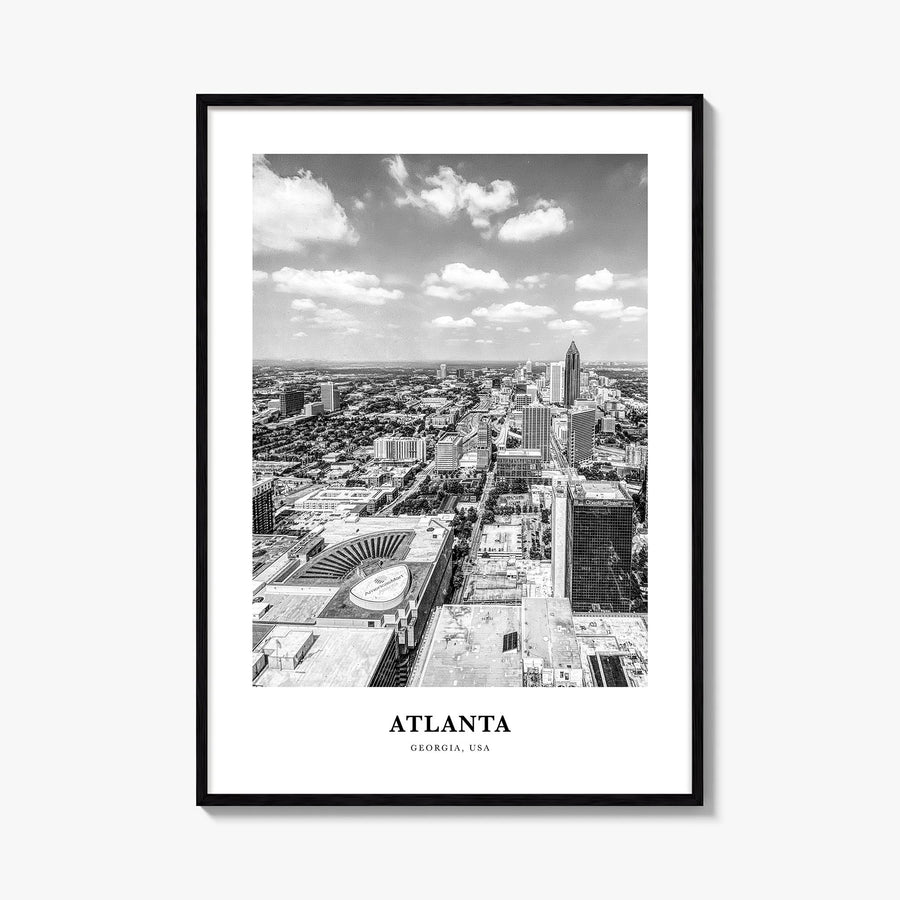 Atlanta no. 4 black & white classic poster of Georgia, USA – vertical wall art, unframed print shown in interior mockup