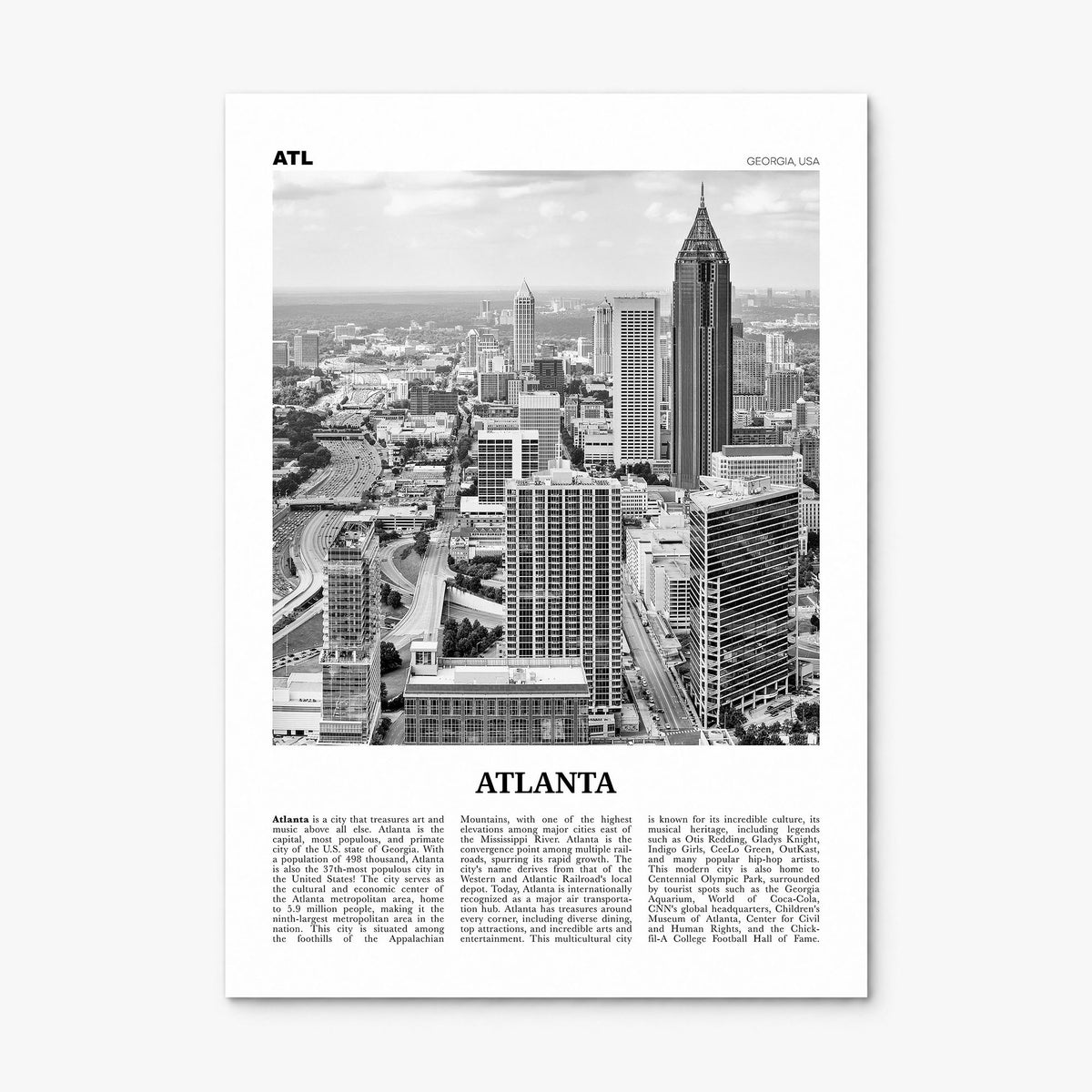 Atlanta Newspaper No 1 Poster, print only (unframed)