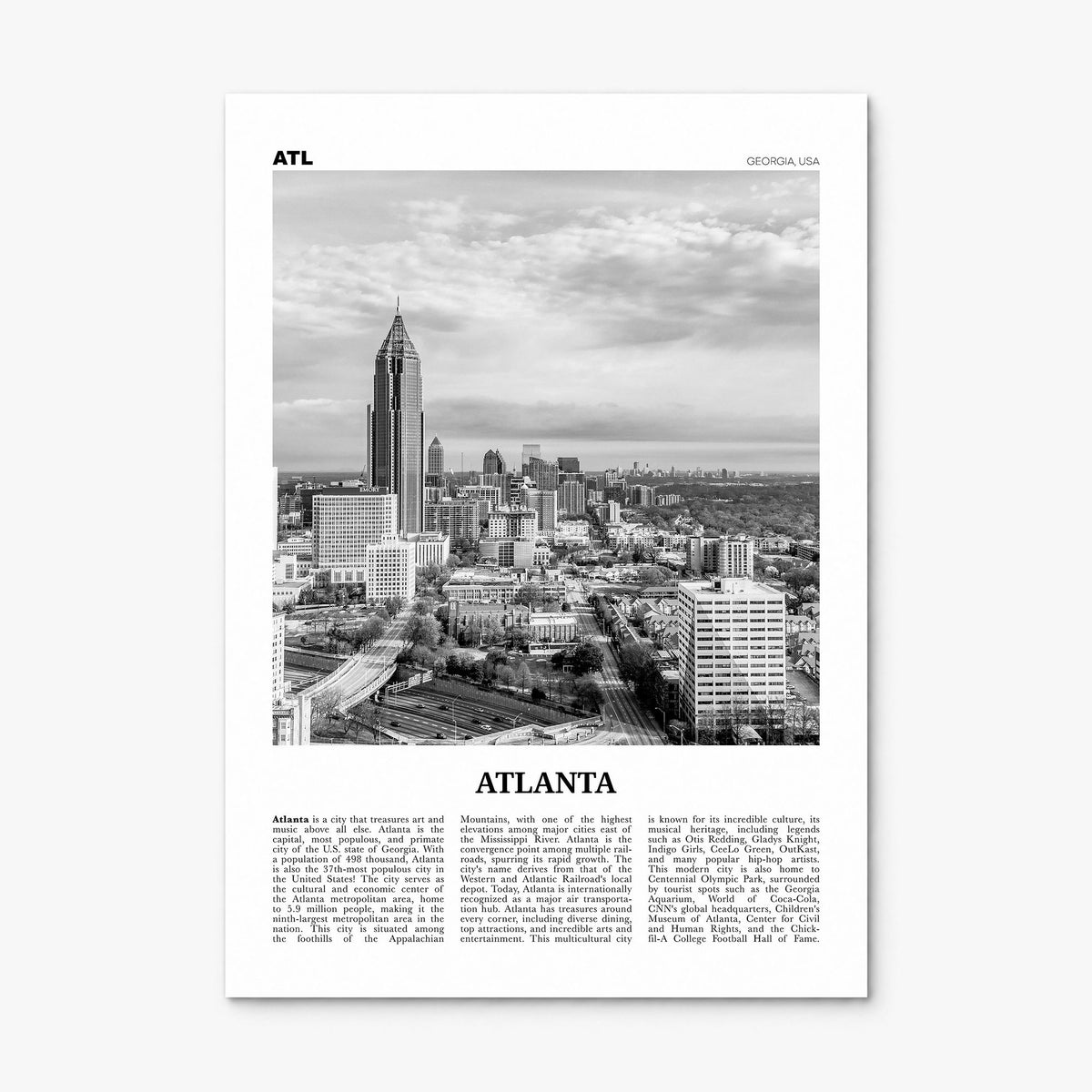 Atlanta Newspaper No 2 Poster, print only (unframed)