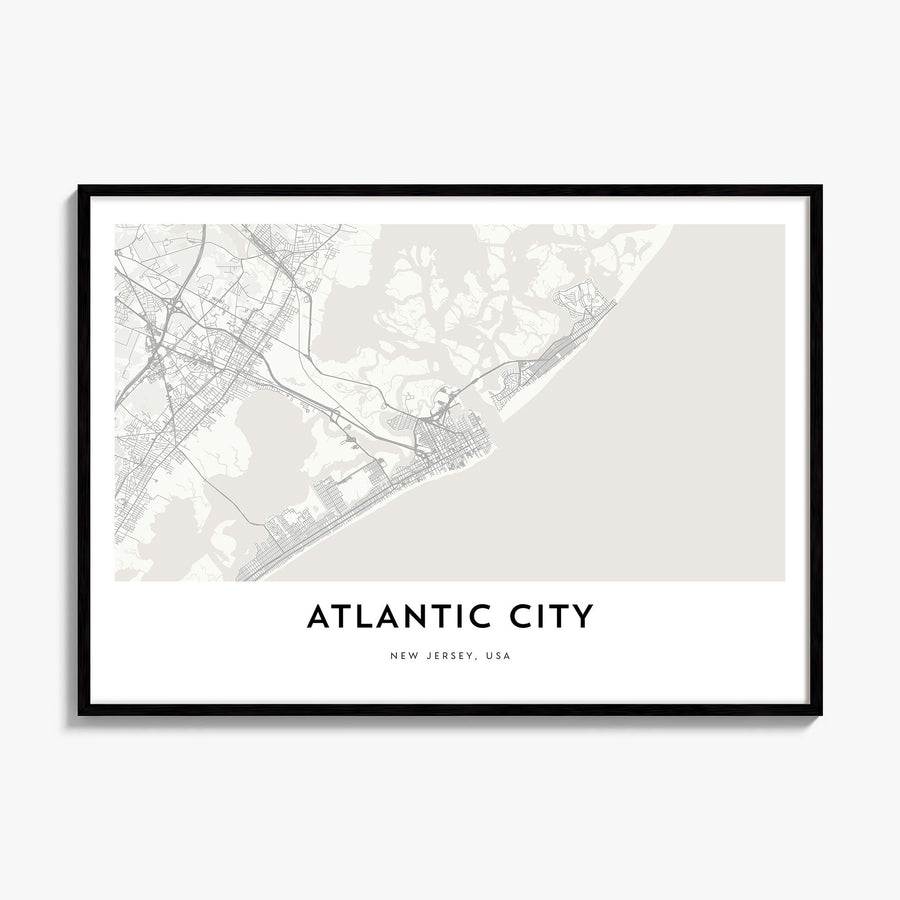 Atlantic City Map Poster, framed poster mockup