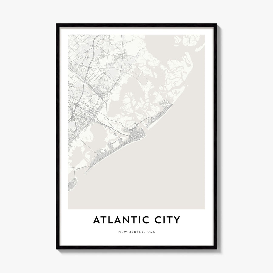 Atlantic City Map Poster, framed poster mockup