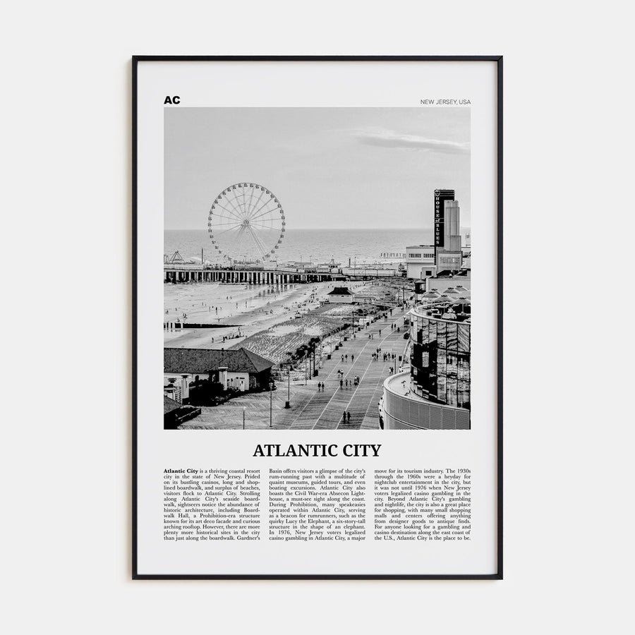 Atlantic City Poster None / 8x12 in Nbourhood Travel B&W Poster