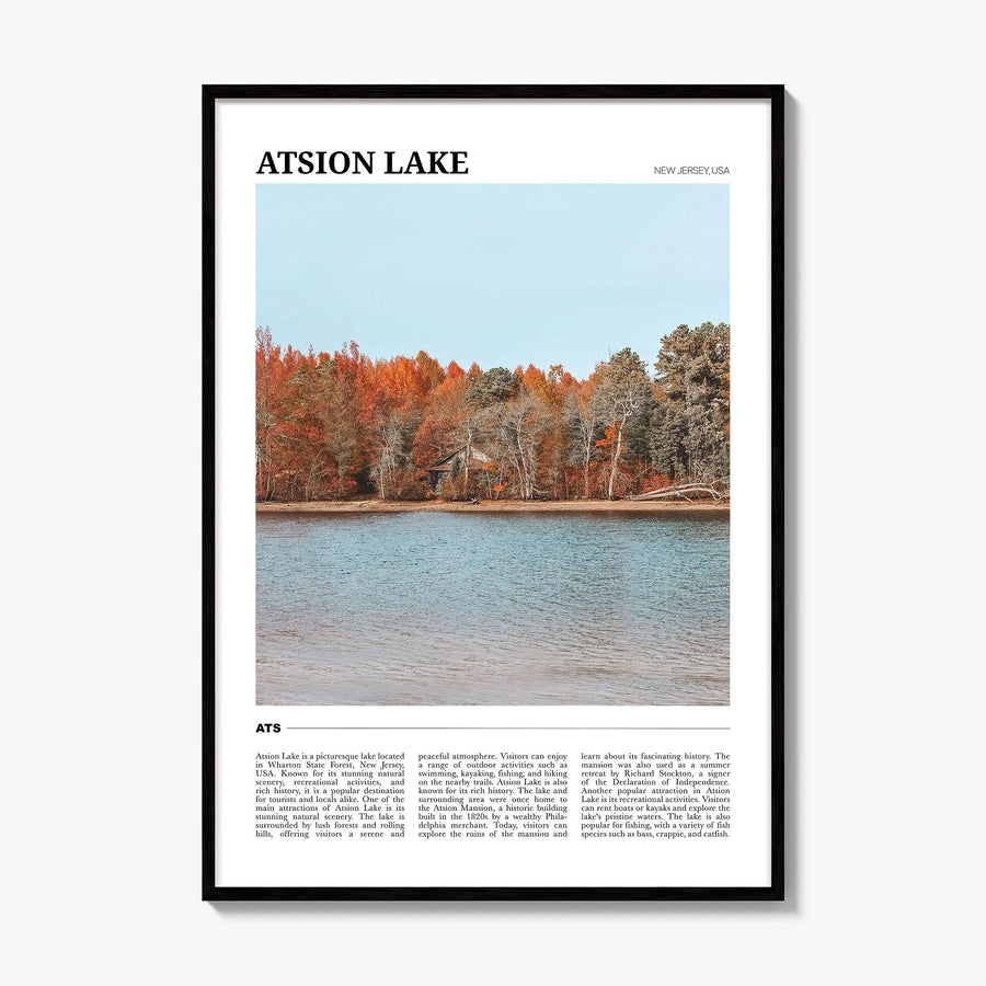 Atsion Lake Travel Poster, framed poster mockup