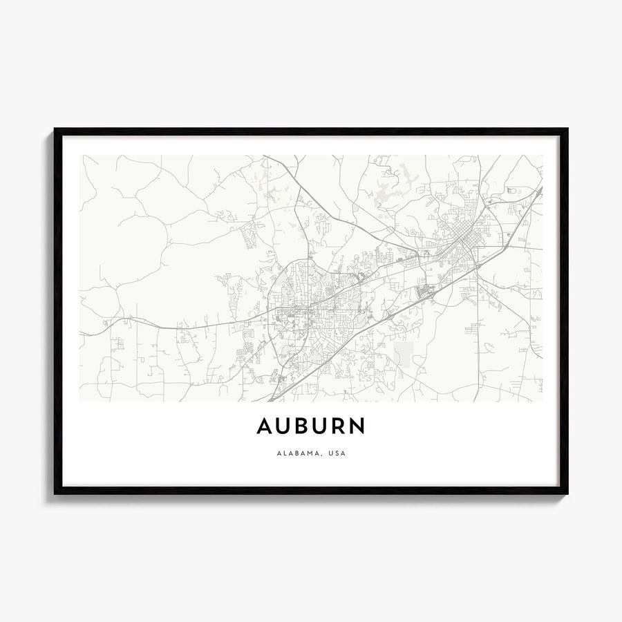 Auburn, Alabama Map Poster, framed poster mockup