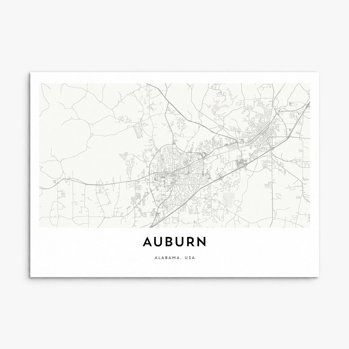 Auburn, Alabama Map Poster, print only (unframed)
