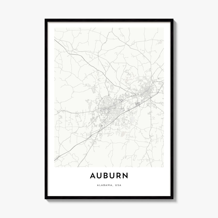 Auburn, Alabama Map Poster, framed poster mockup
