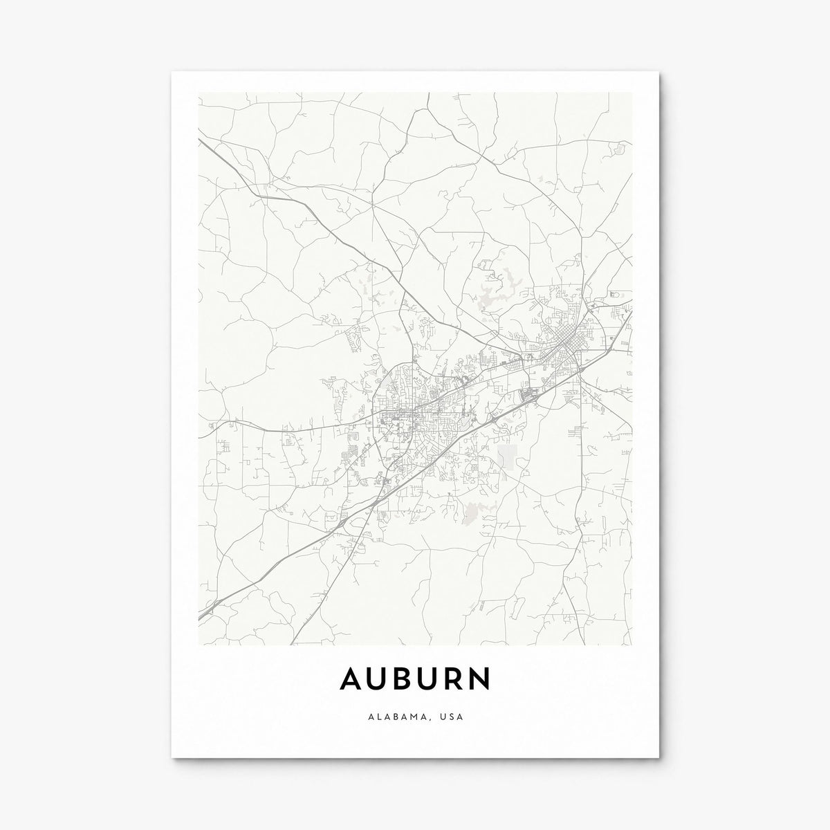 Auburn, Alabama Map Poster, print only (unframed)