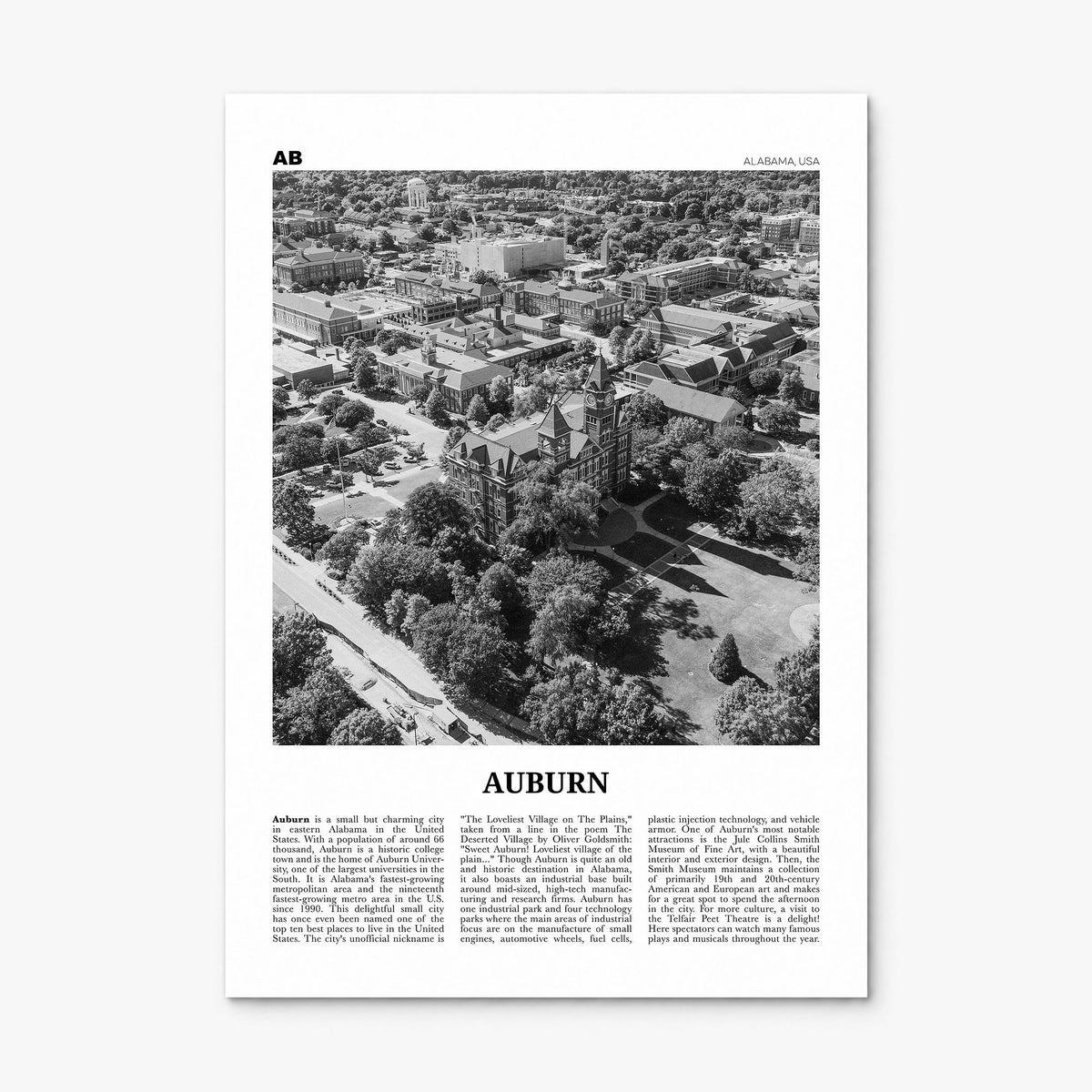 Auburn, Alabama Newspaper Poster, print only (unframed)